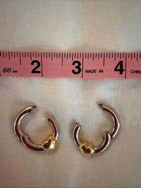 EARRINGS WEIGHTED GAUGE SILVER GOLD HEART 💛
